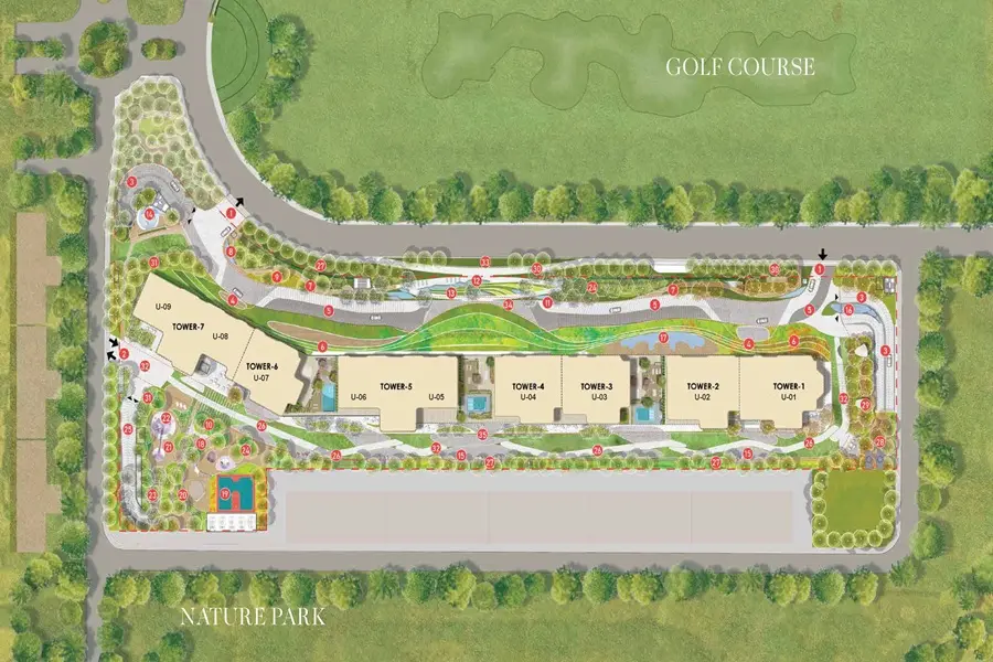 CRC The Peridona Site Plan — Plot Layout, Tower Positions, Amenity Zones