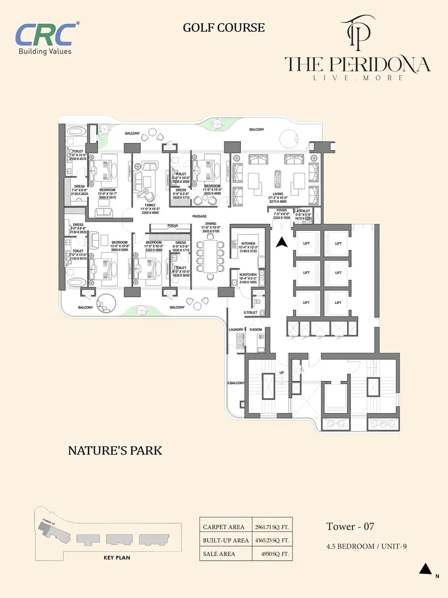 5.5 BHK Sky Mansion Floor Plan — CRC The Peridona, Jaypee Greens